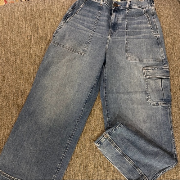 UpWest Women's Wide Leg Cargo Jeans Sz Medium Adjustable Elastic Waistband - Picture 1 of 12